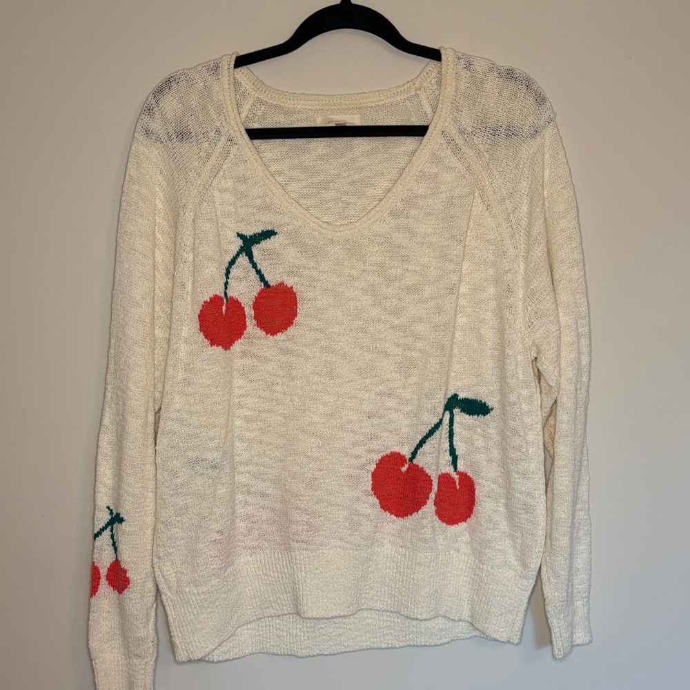 LOFT Lou & Grey Cherry Patterned white Sweater